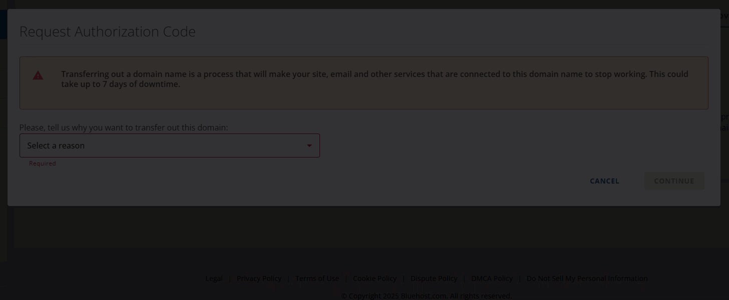 Request Authorization Code Popup Continue button