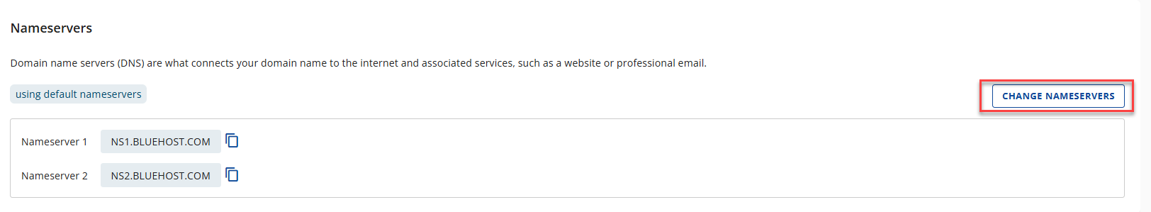 Change Nameservers button