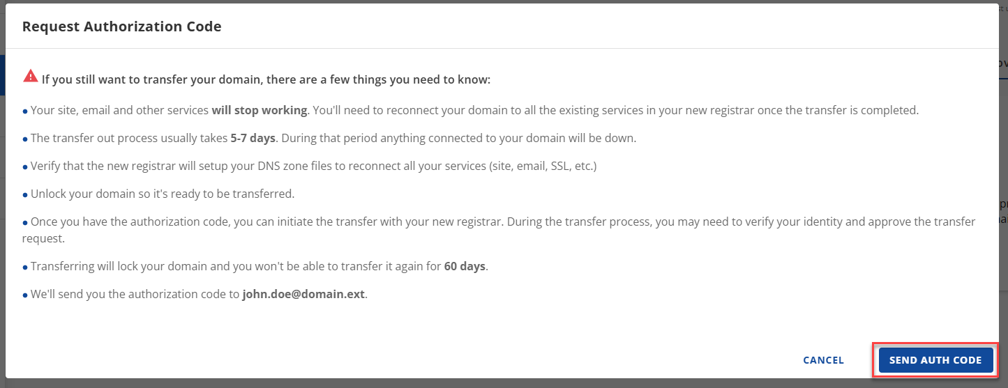 Request Authorization Code Popup Send Auth Code button