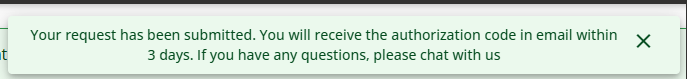 Sucessful Auth Code Request prompt