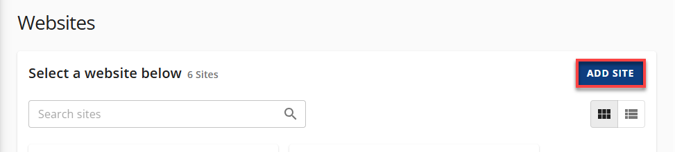 Bluehost Websites Tab - Add Site