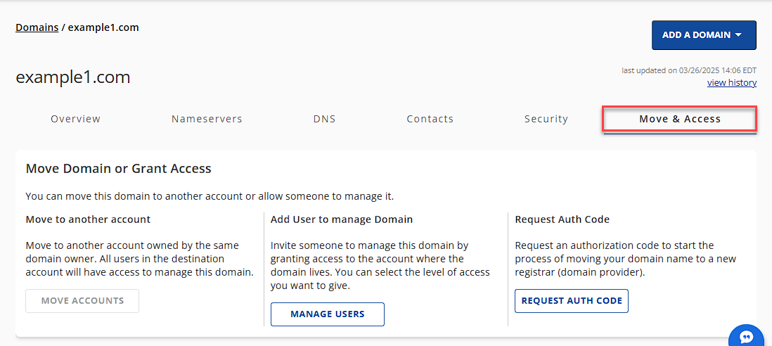Move & Access Tab