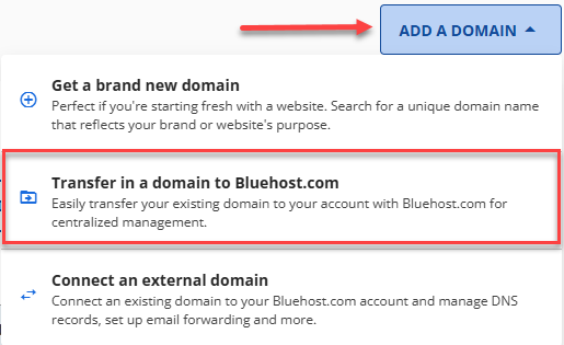 start transfer in enter your domain you want to transfer click submit button