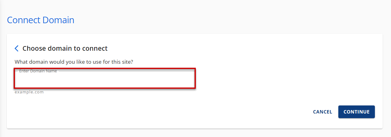 type the domain you choose to connect and link to site domain button
