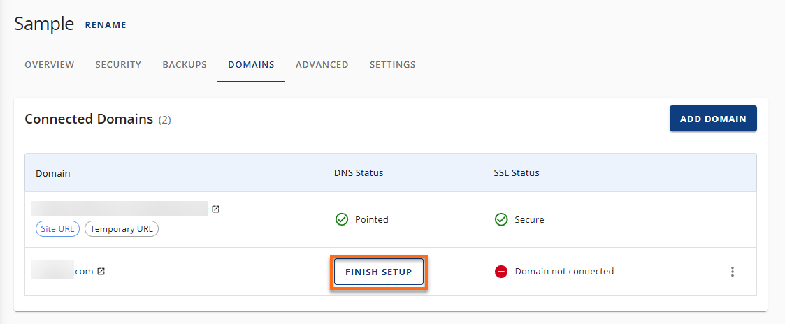 domain connecting after successful pop up notification to specific site