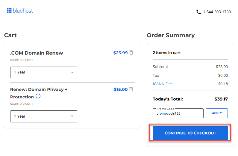 continue to checkout button