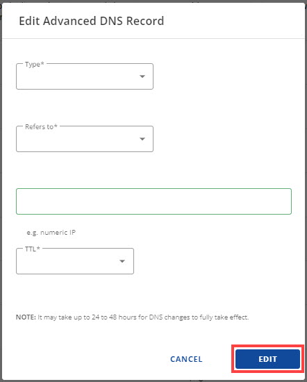 Edit Advanced DNS button