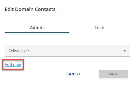 Bluehost Account Manager Domains Tab - Contacts Subtab - Add User Add new link
