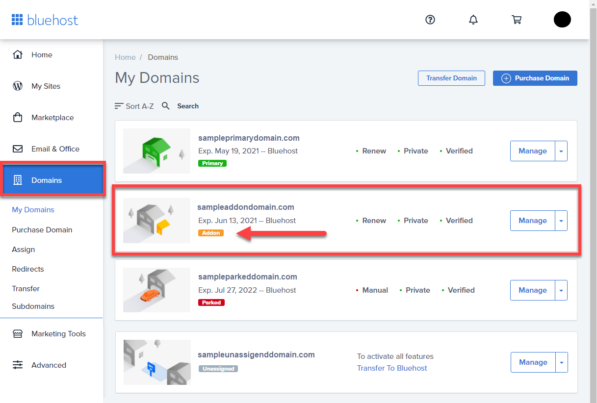 Setting Up Multiple Domains To Point To The Same Directory | Bluehost  Support