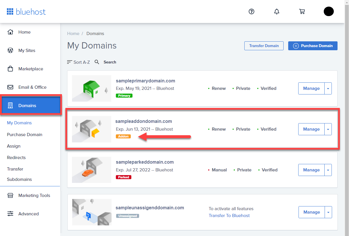 What Is the Difference Between Addon Domain, Parked Domain & Subdomain? |  Bluehost Support