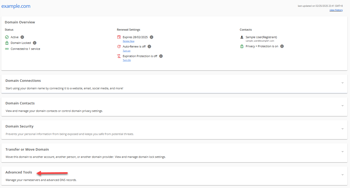 single domain screenshot
