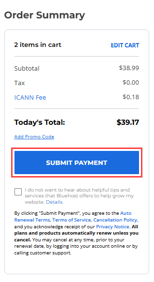 Submit Payment Page