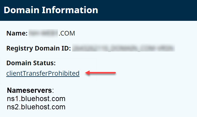 Domain Status sample - "clientTransferProhibited"