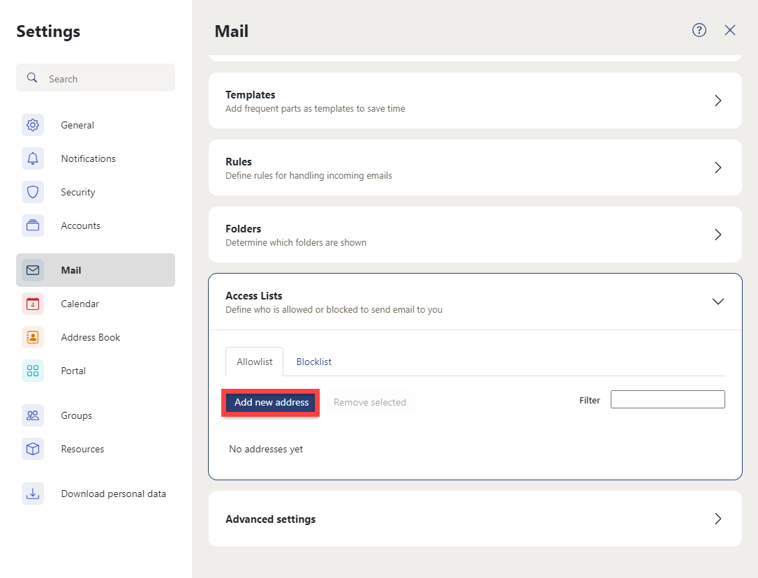 Cloud Mail - Allowlist