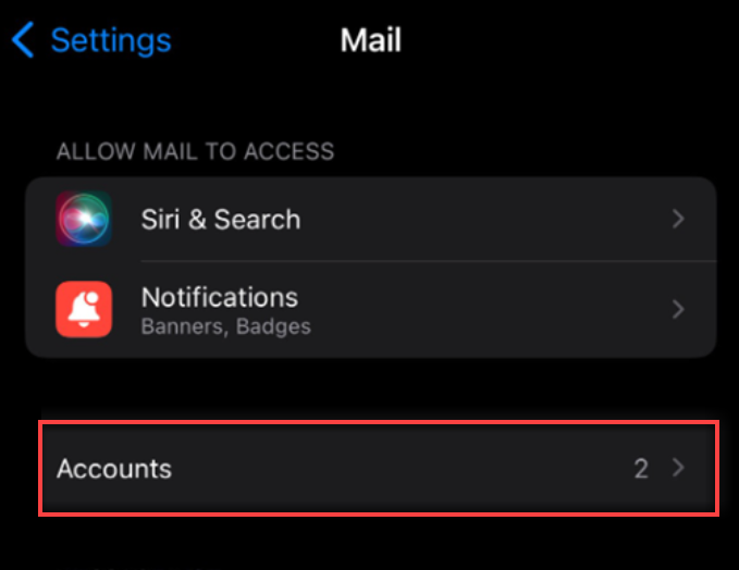 Accounts option