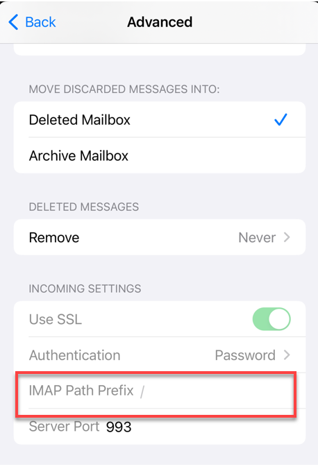 IMAP Path Prefix