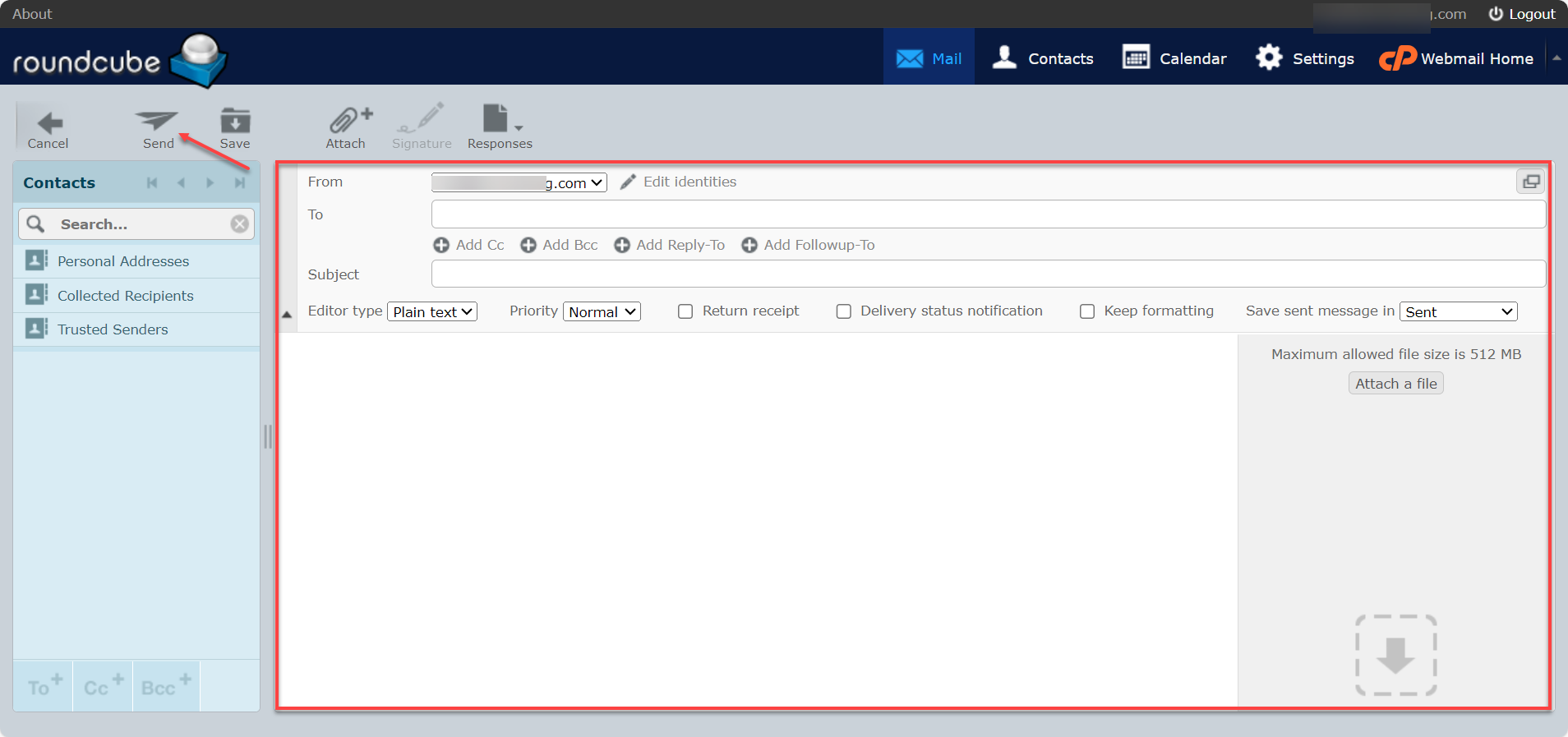 Message editor and Send icon