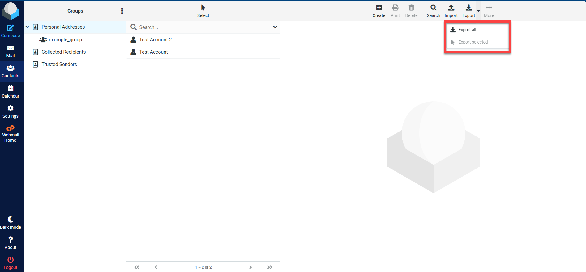 Export select contacts