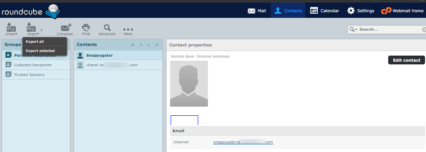 Export select contacts