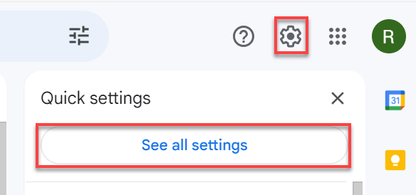 Gear icon and see all settings video