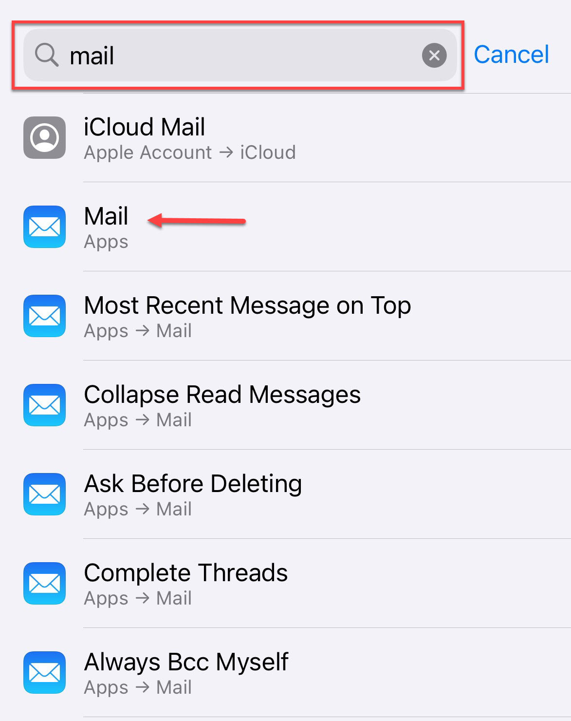 Search for Mail