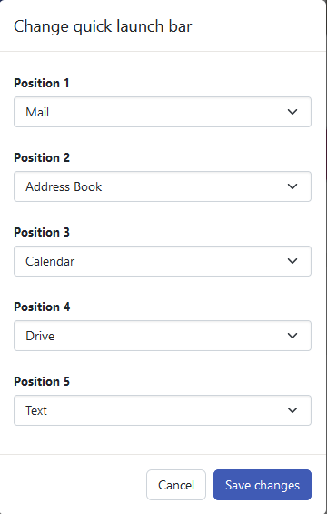 Cloud Mail Change Quick Launch Bar Pop-up