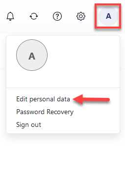 Cloud Mail My Account Edit Personal Data Drop-down