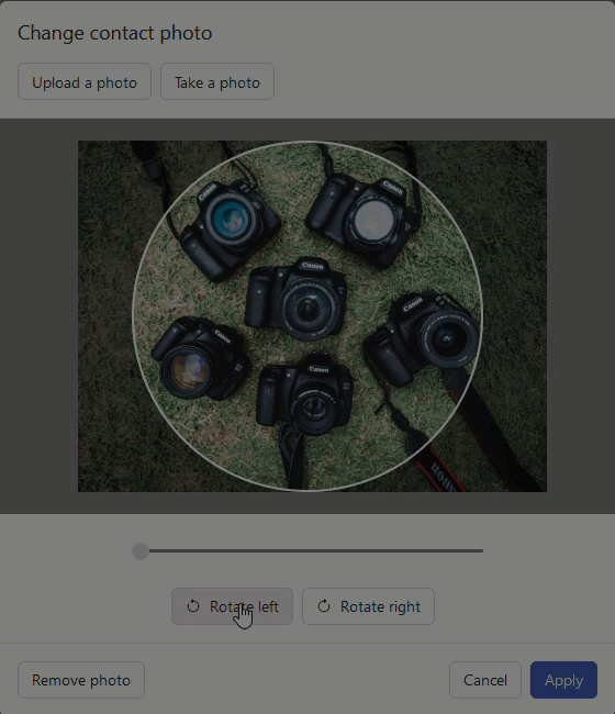 Cloud Mail Change Contact Photo Rotate Left Button