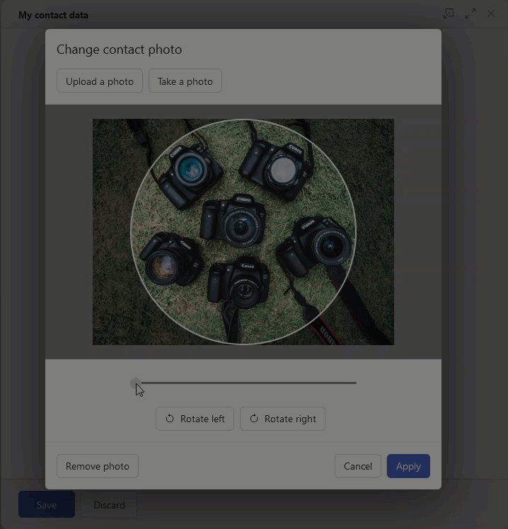 Cloud Mail Change Contact Photo Slider Button