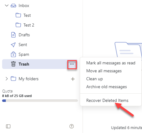 Cloud Mail Trash Folder Recover Deleted Items Option