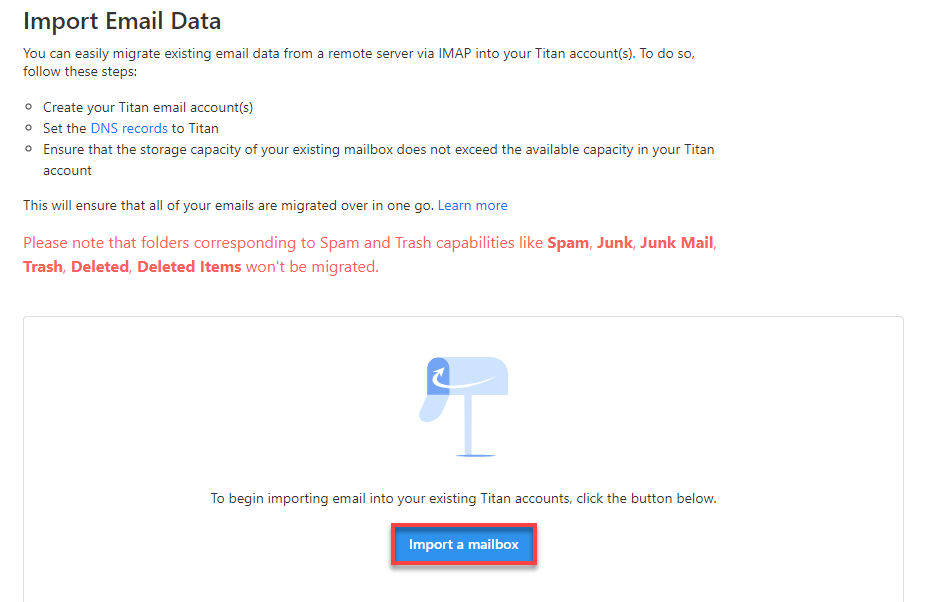 Bluehost Professional Email Management Options - Import Email Data
