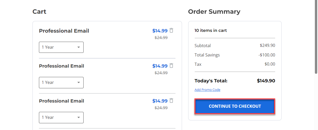 Bluehost Account Manager FOS Professional Email Cart