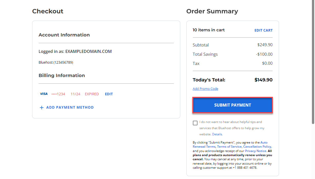 Bluehost Professional Email Checkout