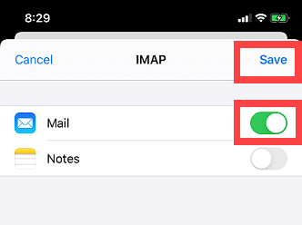 Bluehost iPhone or iPad Settings -Add Accounts Save