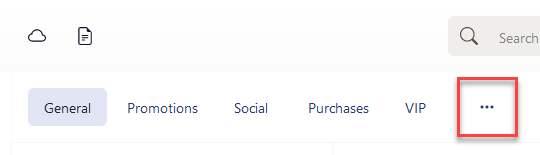 Cloud Mail Inbox Section Configure Categories Button
