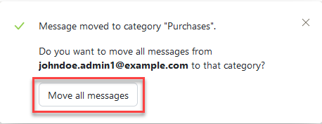 Cloud Mail Inbox Section Pop-up Message Move All Messages Button