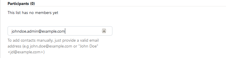 Cloud Mail New Distribution List Add Contacts Text Field