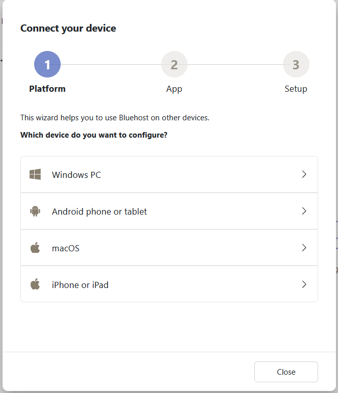 Cloud Mail Connect Your Device Pop up