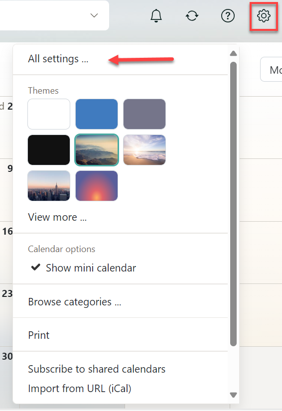 All Settings option