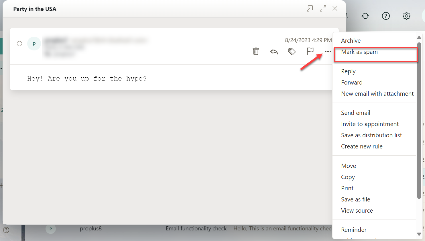 Mark as spam option