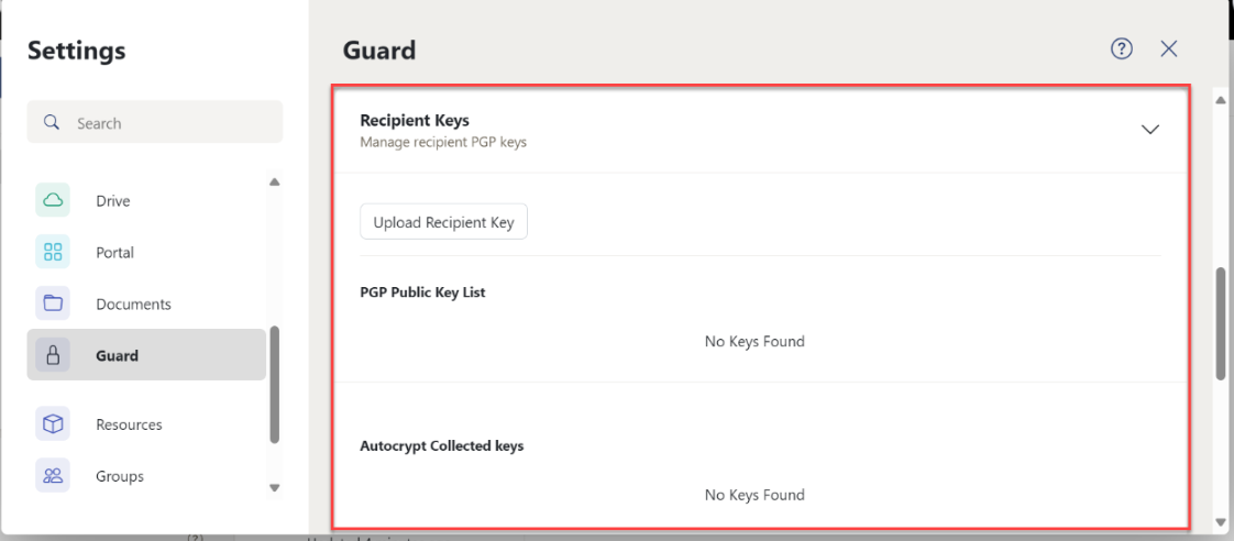 Recipient keys