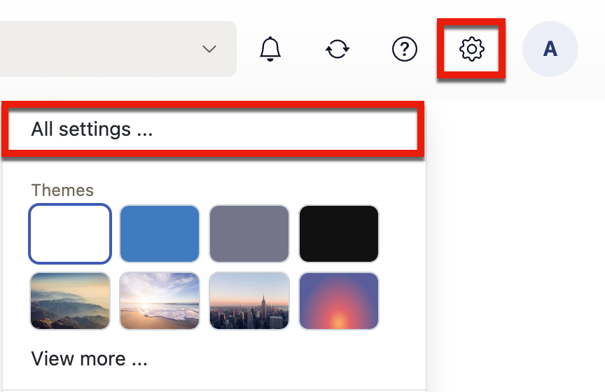 Gear Icon All Settings