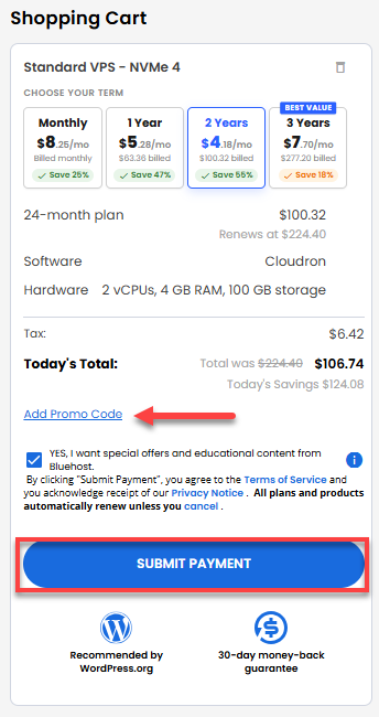 Self-Managed VPS - service terms
