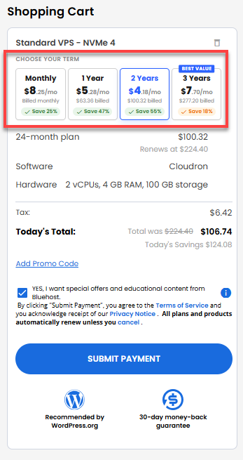 Self-Managed VPS - service terms