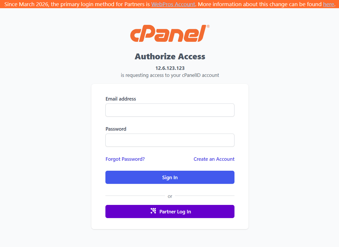 BH AM cPanel Create Account Or Sign in