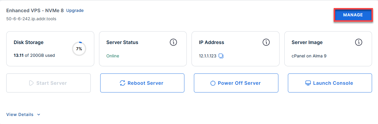 BH AM - Select Server - Manage
