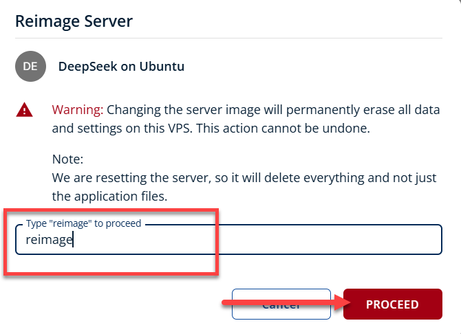 BH AM - Manage Server - Reimage