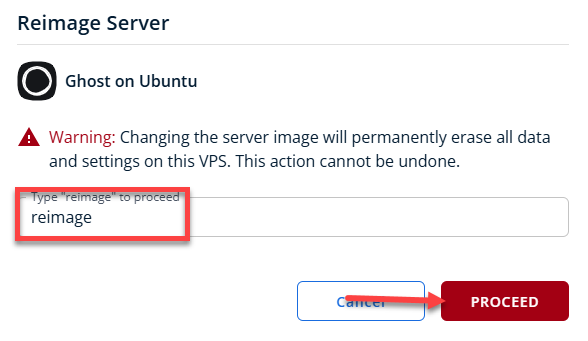 BH AM - Manage Server - Overview - Proceed with Reimaging