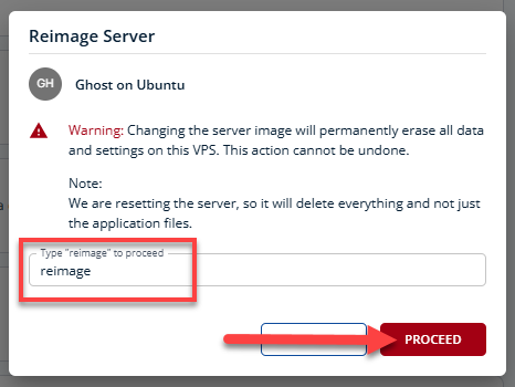BH AM - Manage Server - Overview - Proceed with Reimaging