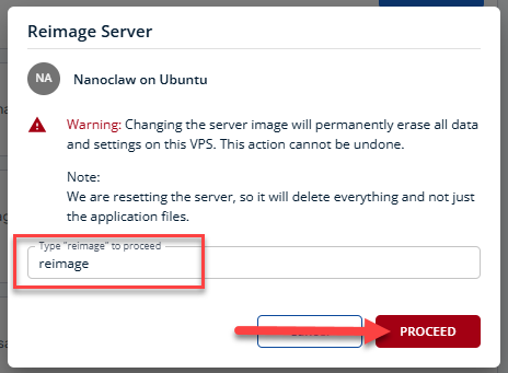 BH AM - Manage Server - Reimage